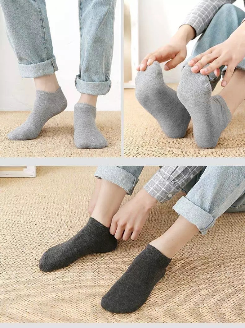 Arctic Wolf Men's Low Cut Ankle Socks, Black, Dark Grey, Light Grey & Navy Blue (Pack of 8 Pairs) - Adorable Me
