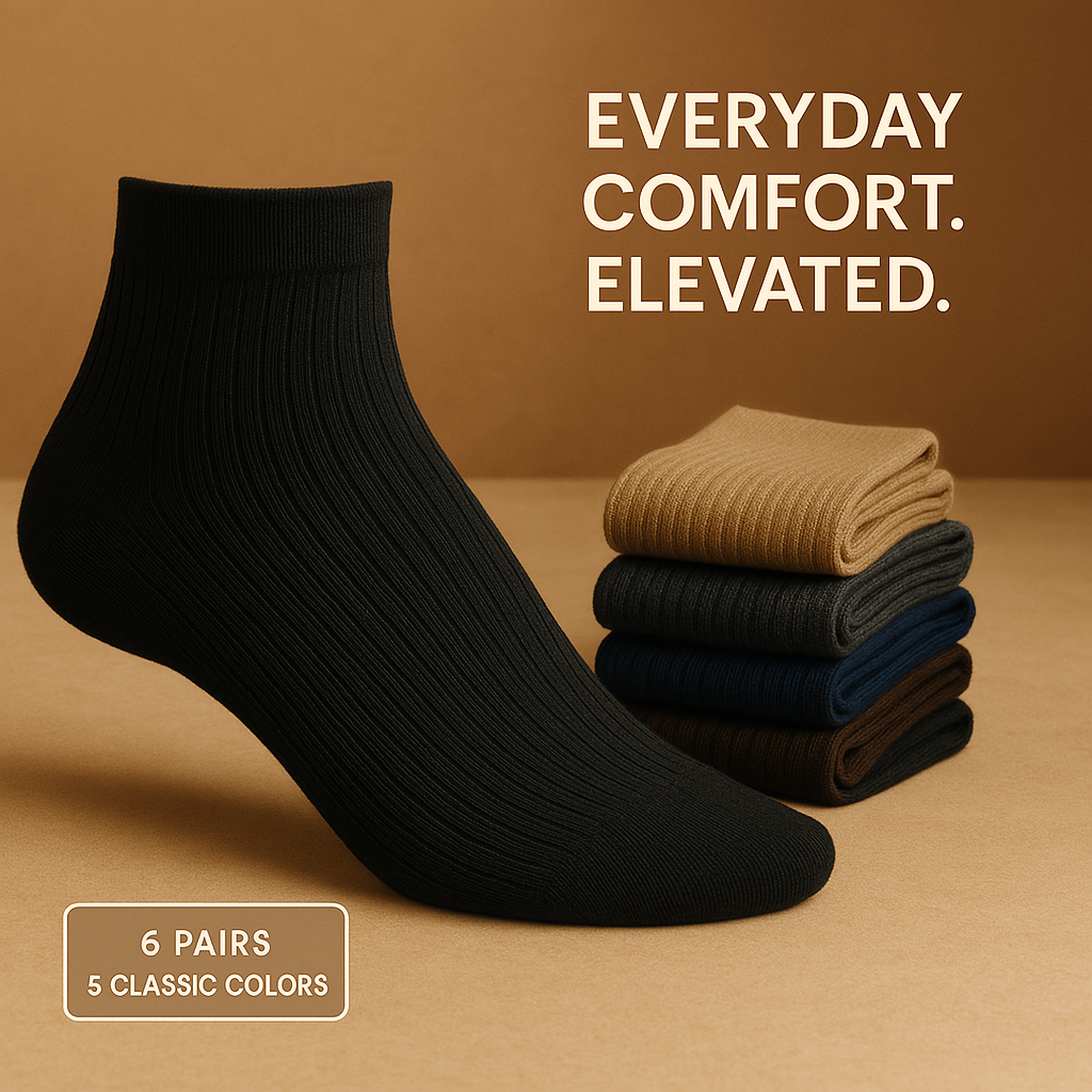 Arctic Wolf Men's Ribbed Ankle Length Socks (Pack of 6, 8 & 12 Pairs)