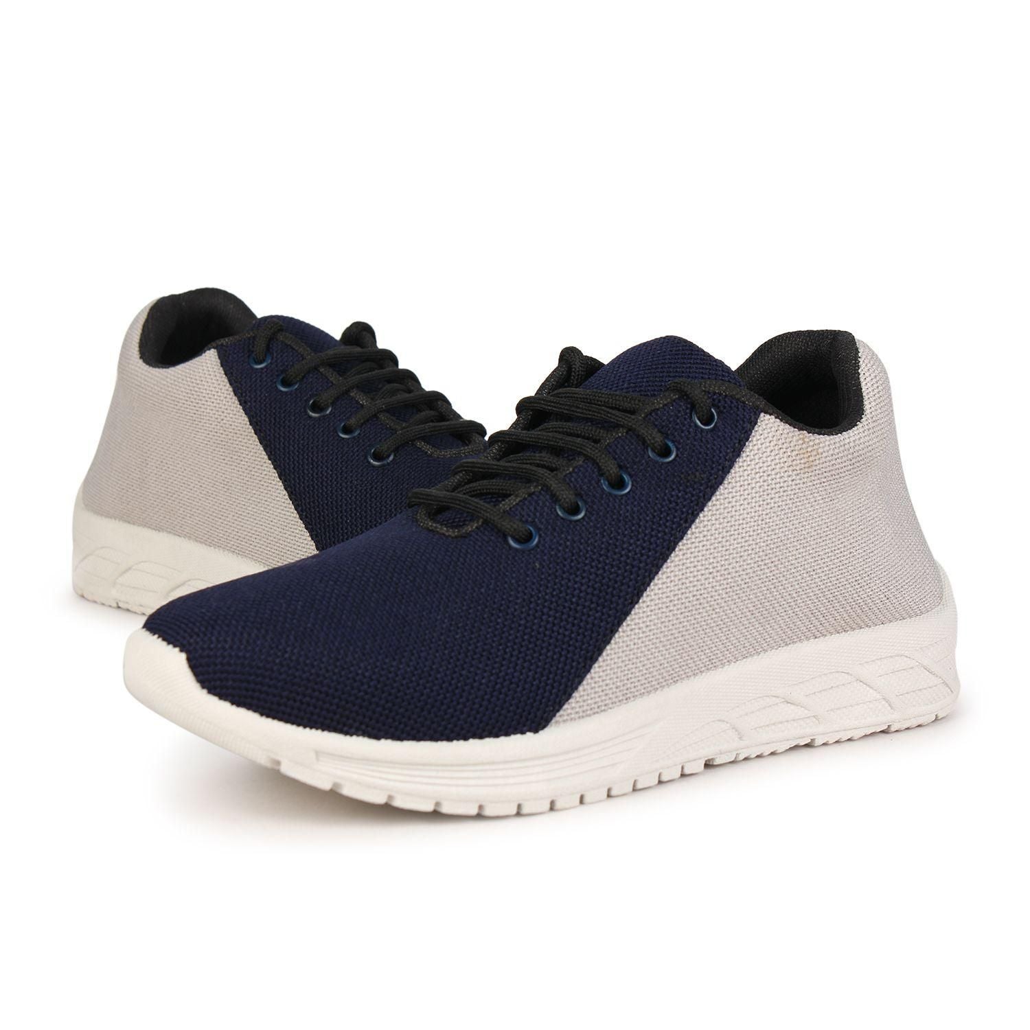 Men's Navy Blue & Off White Sports Shoe - Adorable Me