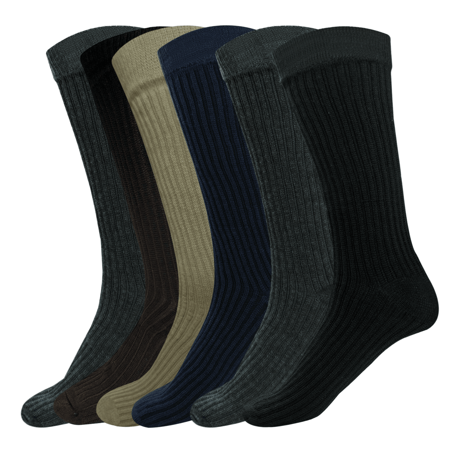 Arctic Wolf Men's Cotton Calf Length Ribbed Formal Socks, (Pack of 6 Pairs) - Adorable Me