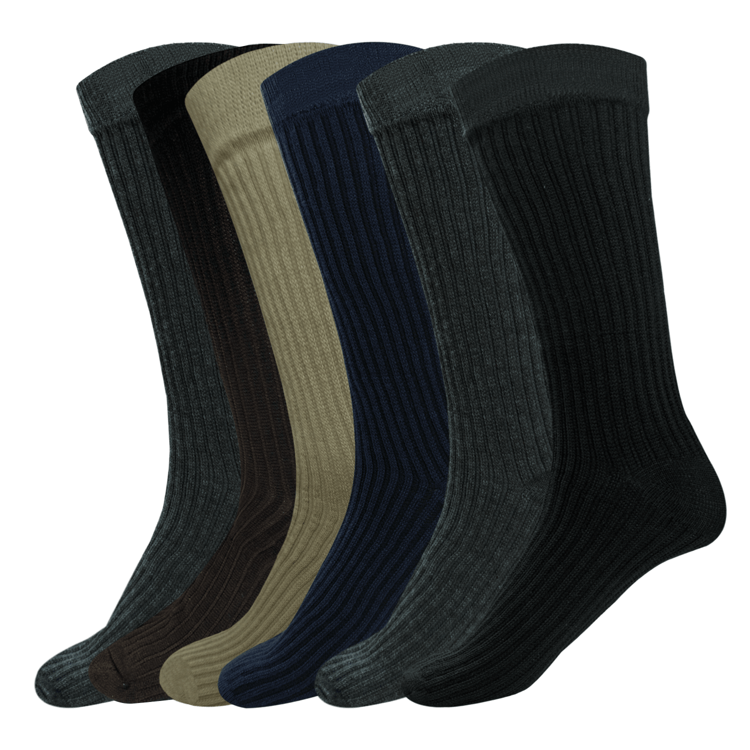 Arctic Wolf Men's Cotton Calf Length Ribbed Formal Socks, (Pack of 6 Pairs) - Adorable Me