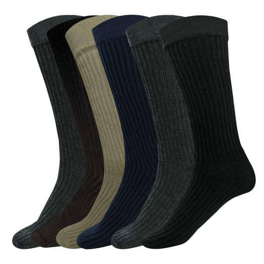 Arctic Wolf Men's Cotton Calf Length Ribbed Formal Socks, (Pack of 6 Pairs) - Adorable Me