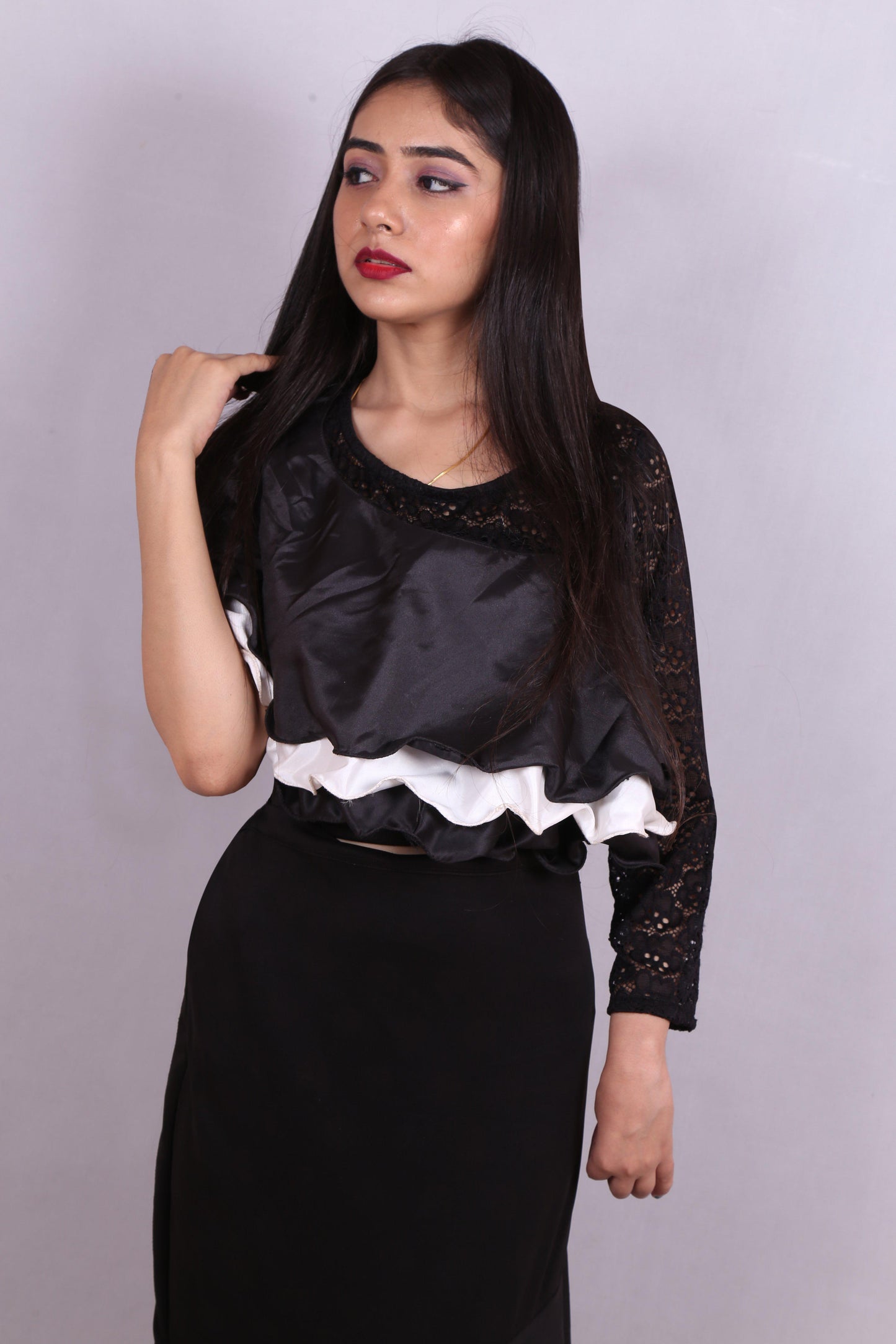 The Senorita!-Black & White Flared Skirt & Top-Adorable Me