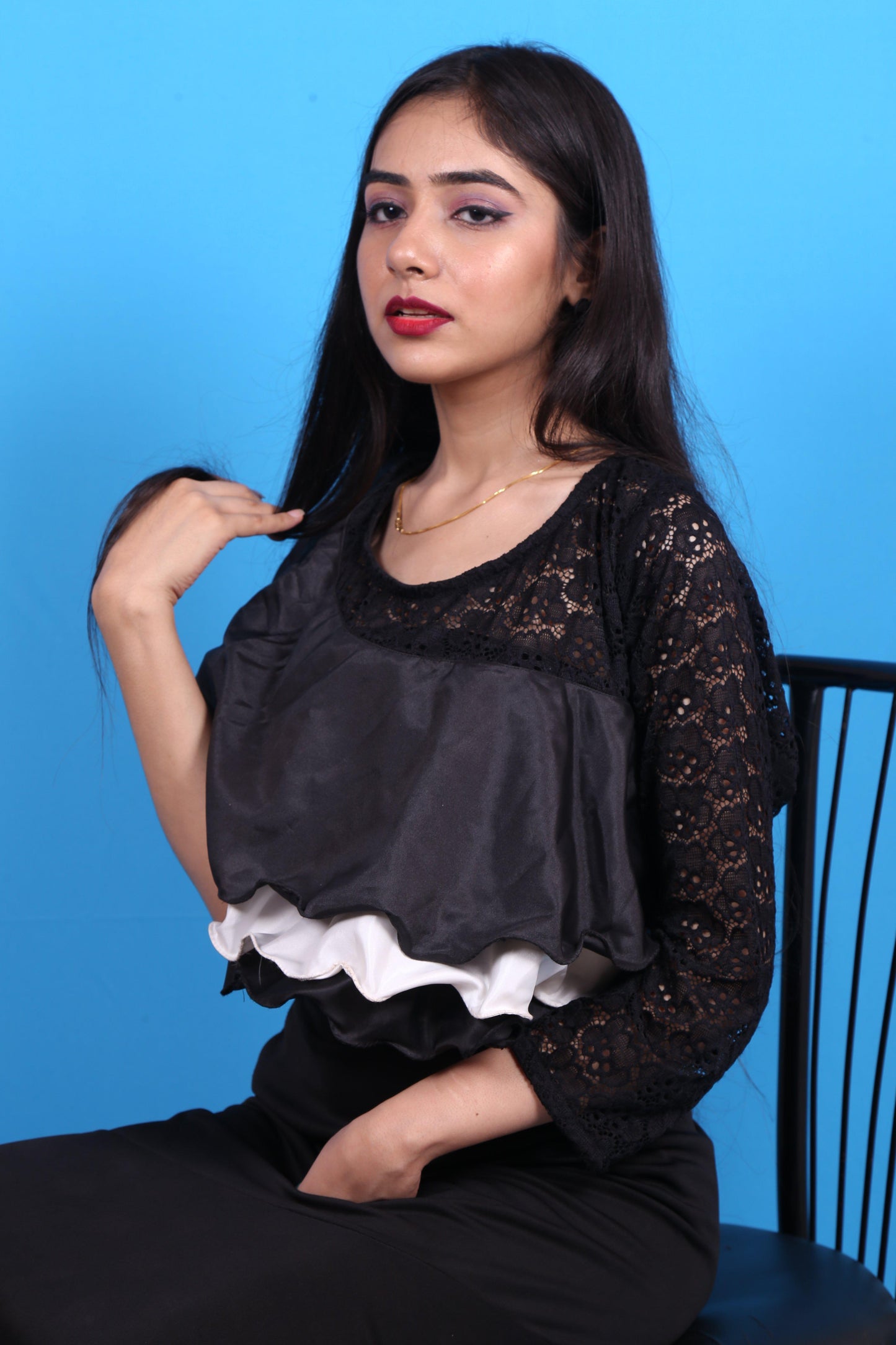 The Senorita!-Black & White Flared Skirt & Top-Adorable Me