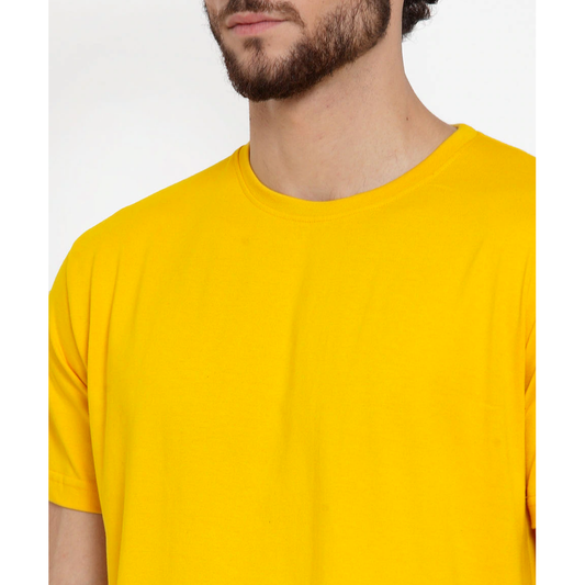 Men's Cotton Minimalist Half Sleeves T-shirt (Mustard Yellow) - Adorable Me