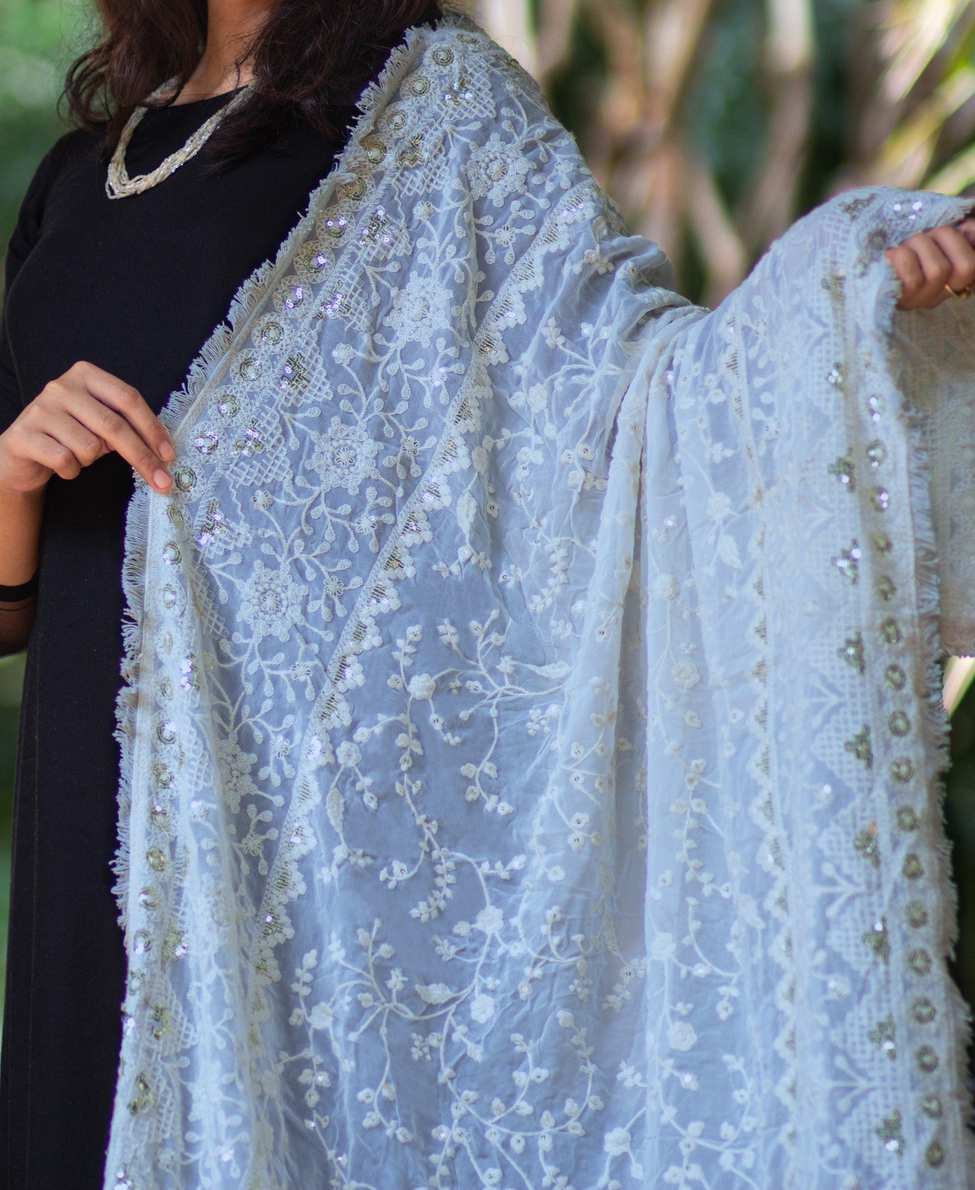 Embroidered Lucknavi Dupatta - Adorable Me