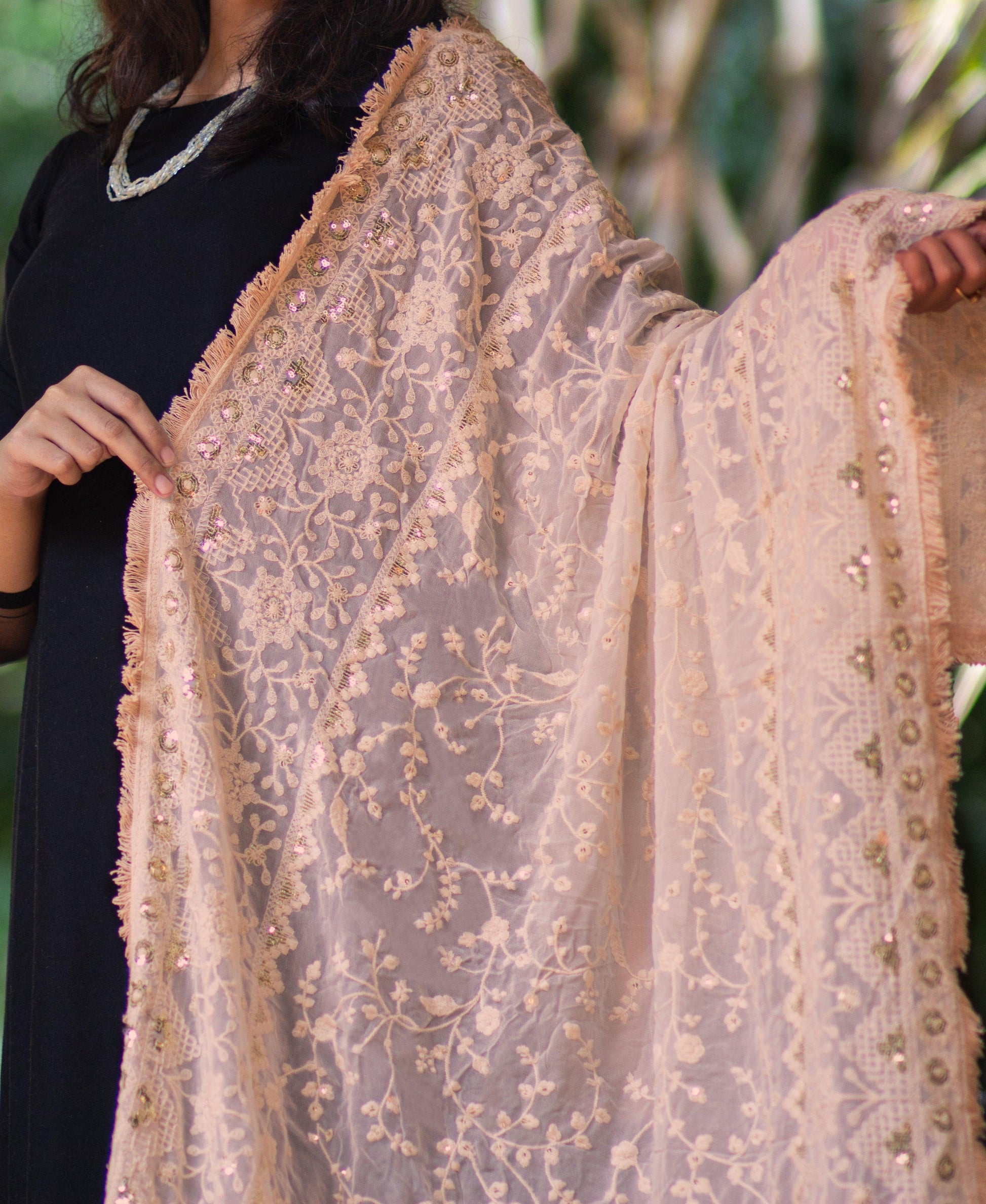 Embroidered Lucknavi Dupatta - Adorable Me