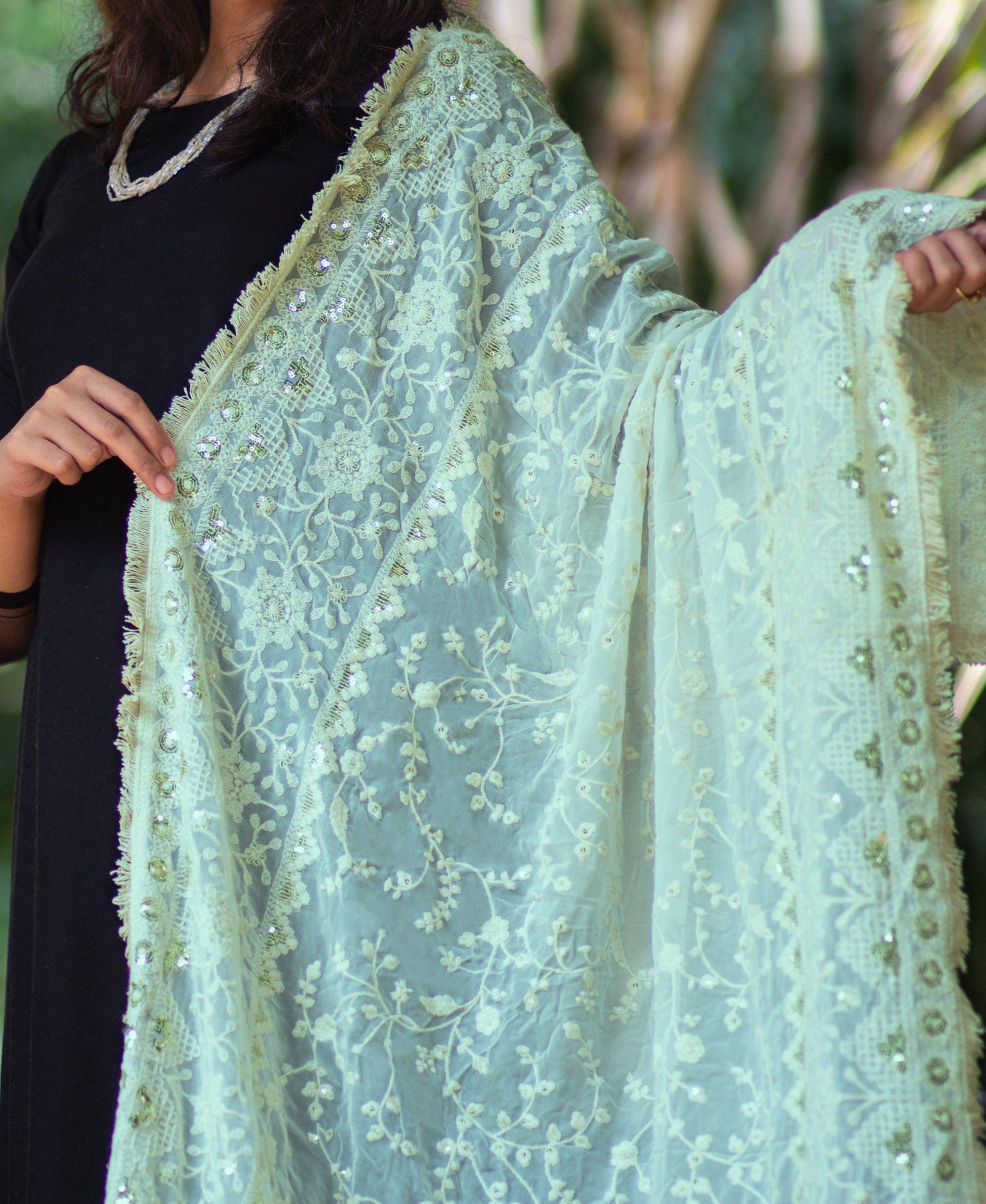 Embroidered Lucknavi Dupatta - Adorable Me