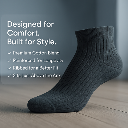 Arctic Wolf Men's Ribbed Ankle Length Socks (Pack of 6, 8 & 12 Pairs)