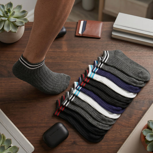 Arctic Wolf Men's Cotton Ankle Socks (Pack of 6, 8 & 12 Pairs)