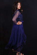 Load image into Gallery viewer, The Galaxy!-Navy Blue Flared Evening Gown-Adorable Me
