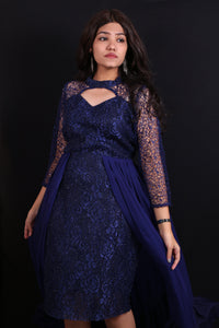 The Galaxy!-Navy Blue Flared Evening Gown-Adorable Me