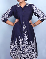 Load image into Gallery viewer, The Long Shirt!-Navy Blue Printed Longline Shirt.-Adorable Me
