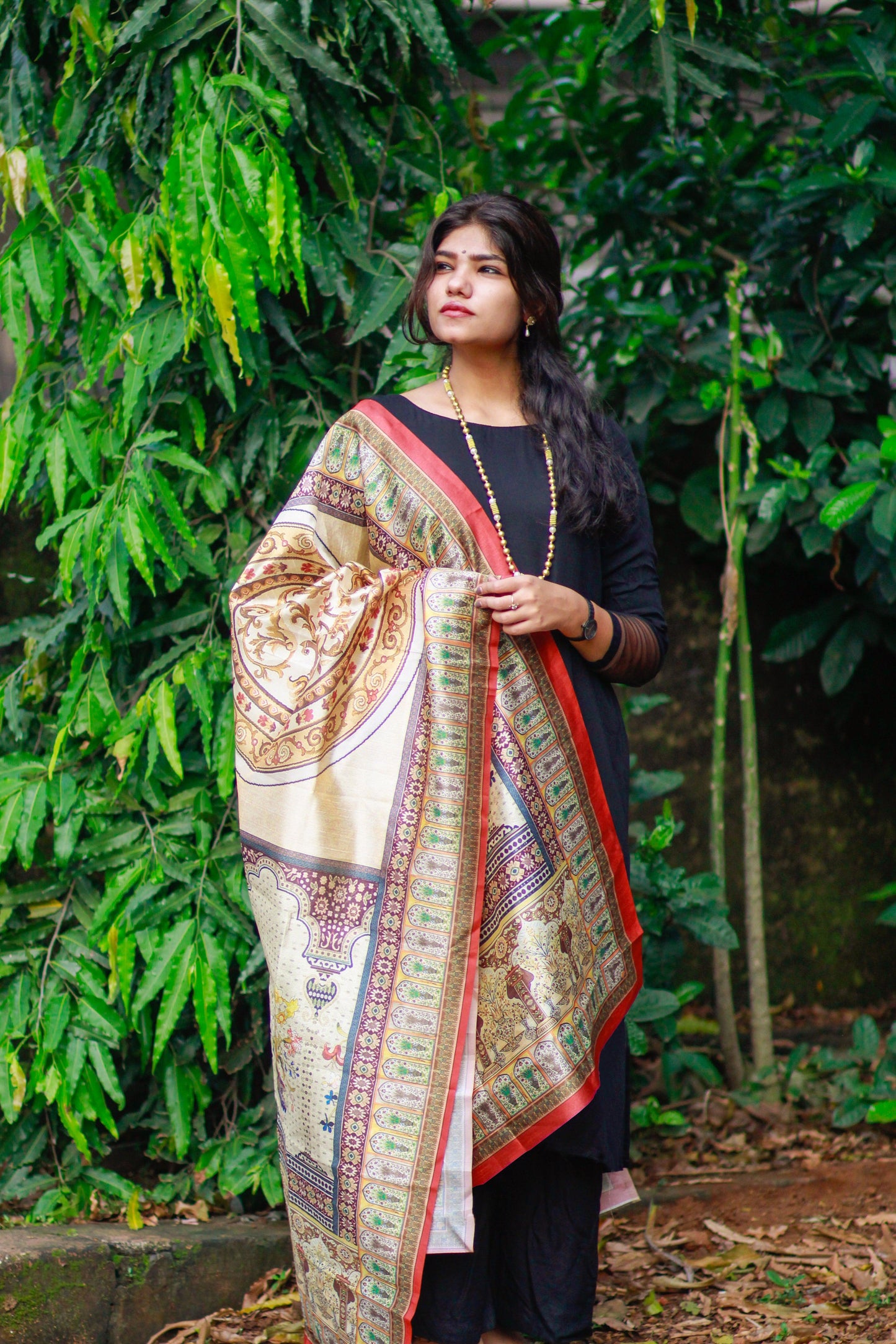 Printed Tussar Silk Dupatta - Adorable Me