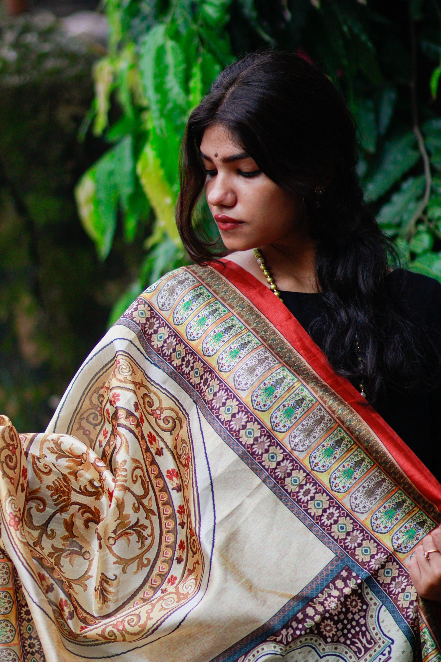 Printed Tussar Silk Dupatta - Adorable Me