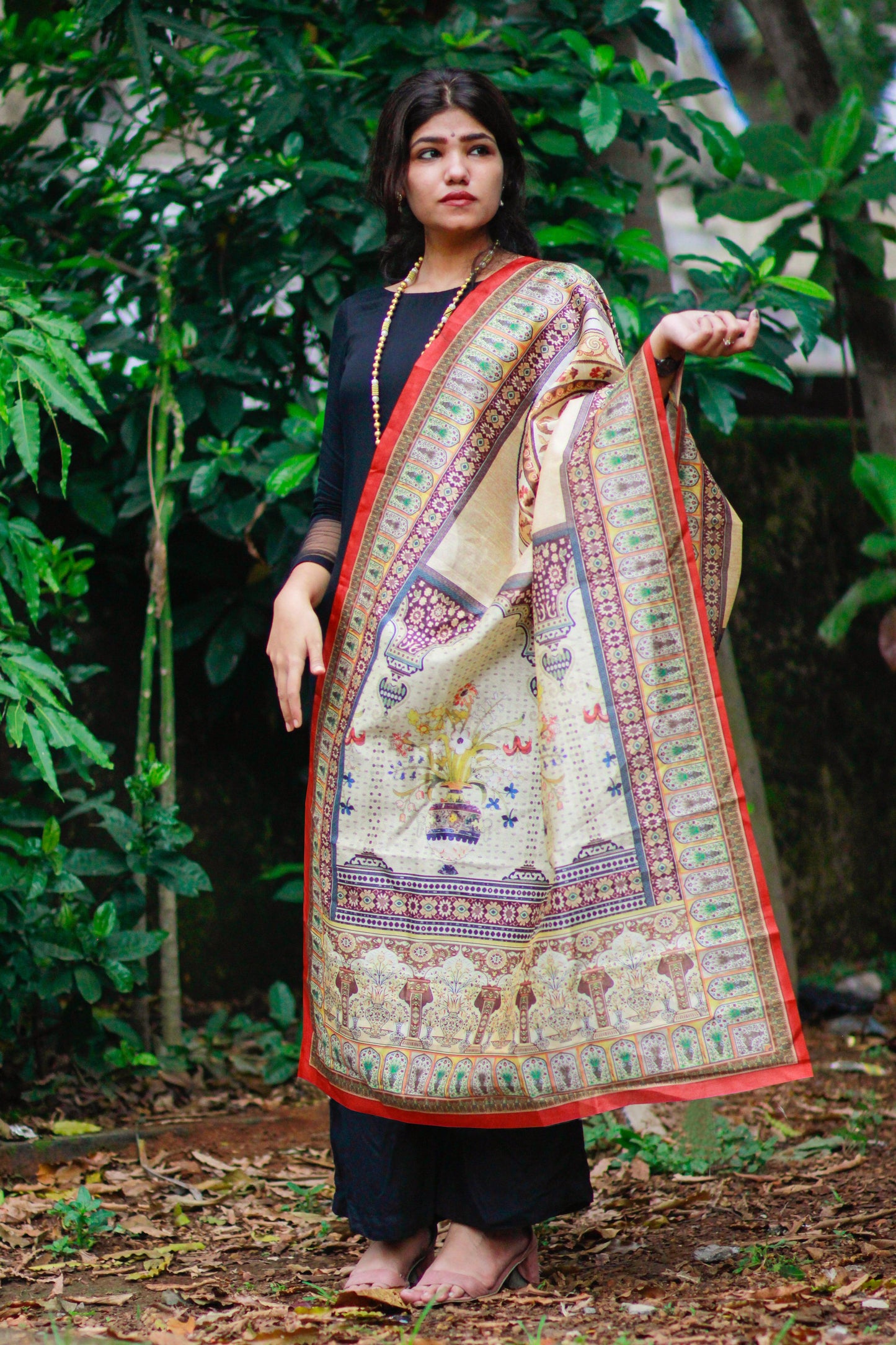 Printed Tussar Silk Dupatta - Adorable Me