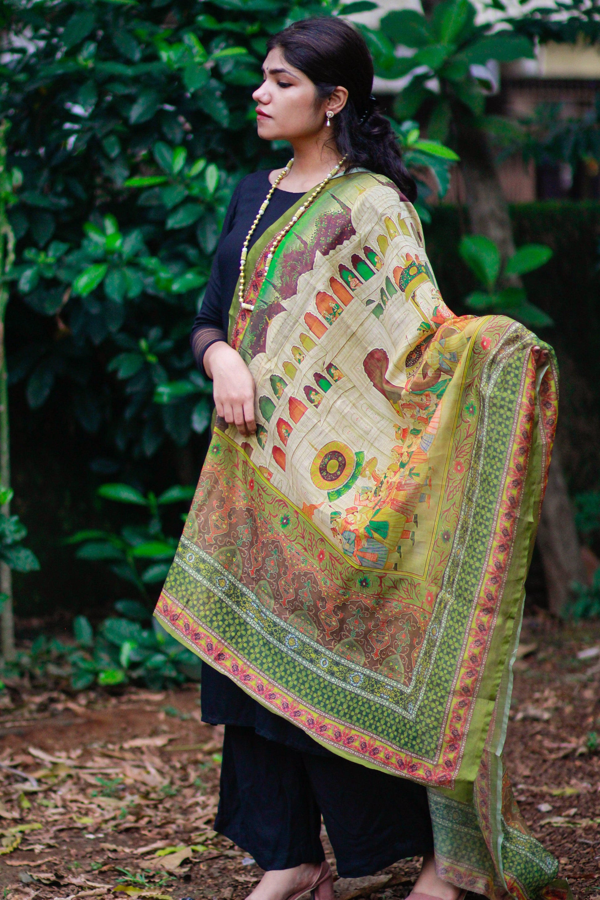 Printed Chanderi Linen Dupatta - Adorable Me