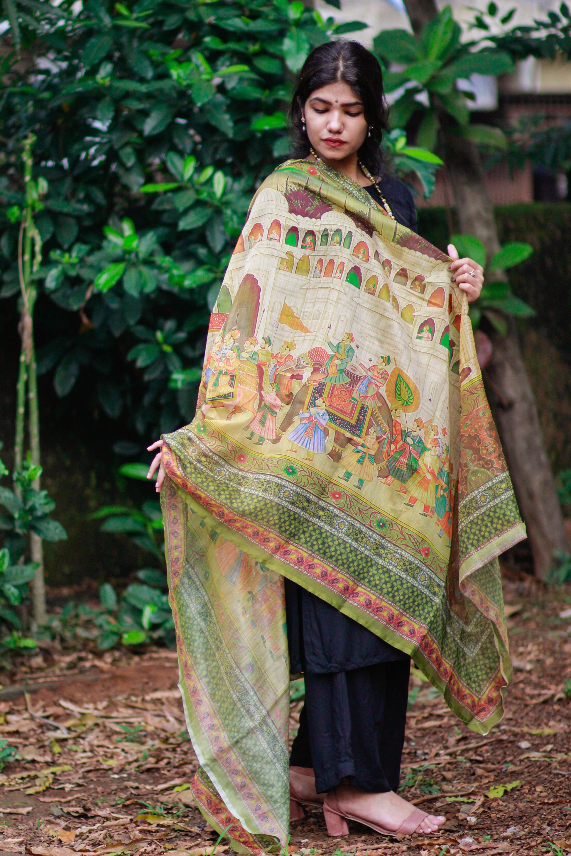 Printed Chanderi Linen Dupatta - Adorable Me