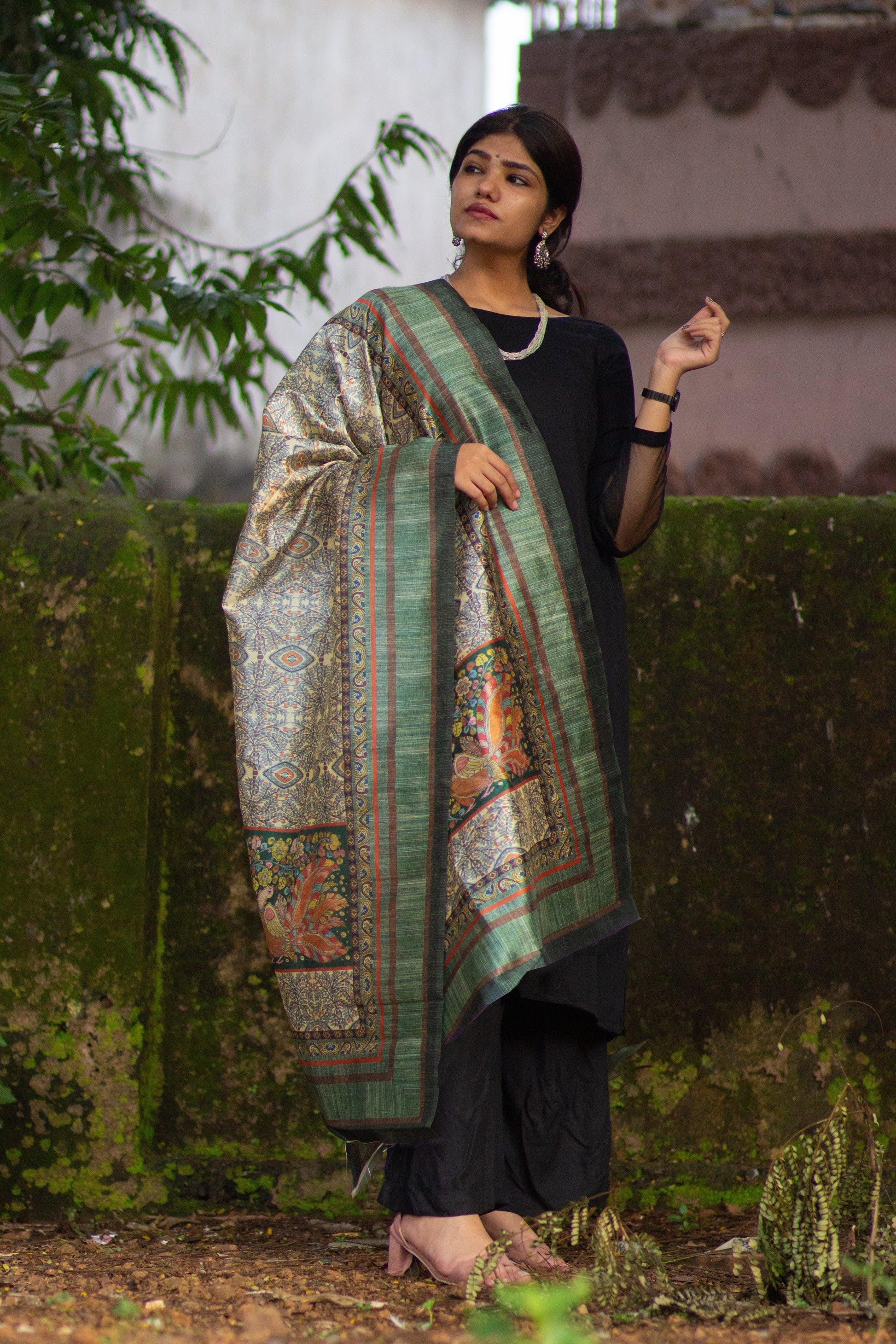 Printed Tussar Silk Dupatta - Adorable Me