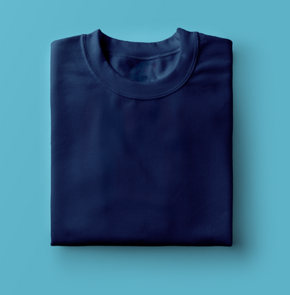 Men's Cotton Minimalist Half Sleeves T-shirt (Navy Blue) - Adorable Me
