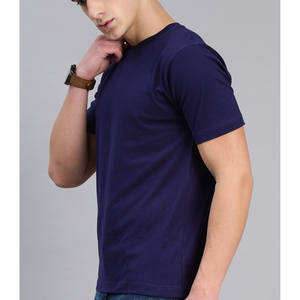 Men's Cotton Minimalist Half Sleeves T-shirt (Navy Blue) - Adorable Me