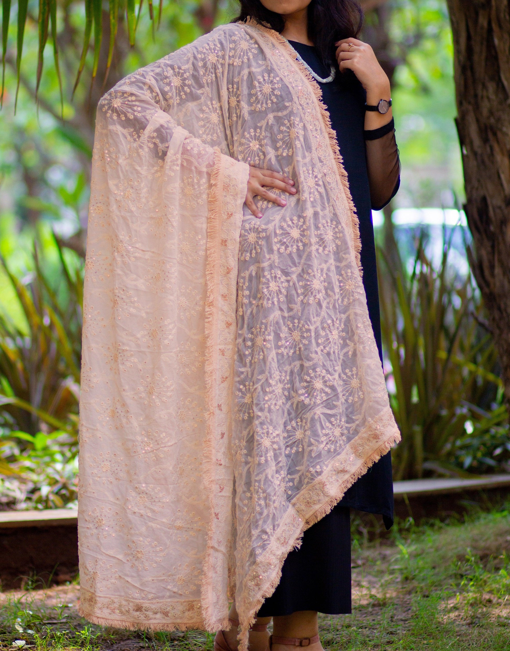 Embroidered Lucknavi Dupatta - Adorable Me