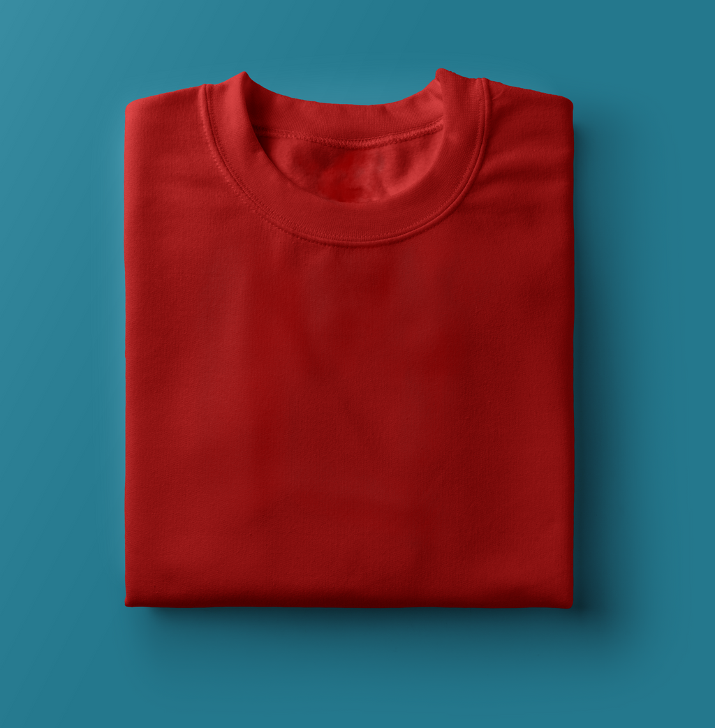 Men's Cotton Minimalist Half Sleeves T-shirt (Sunset Red) - Adorable Me