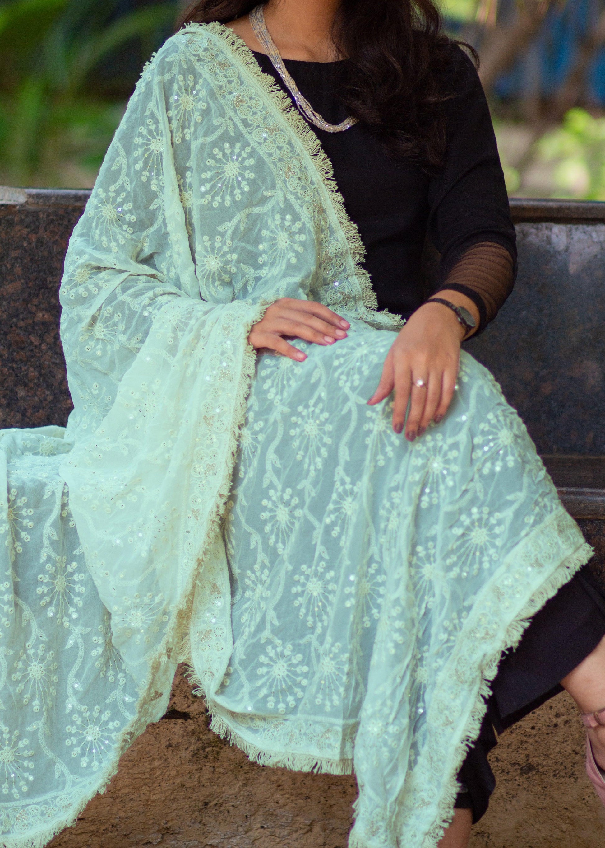 Embroidered Lucknavi Dupatta - Adorable Me