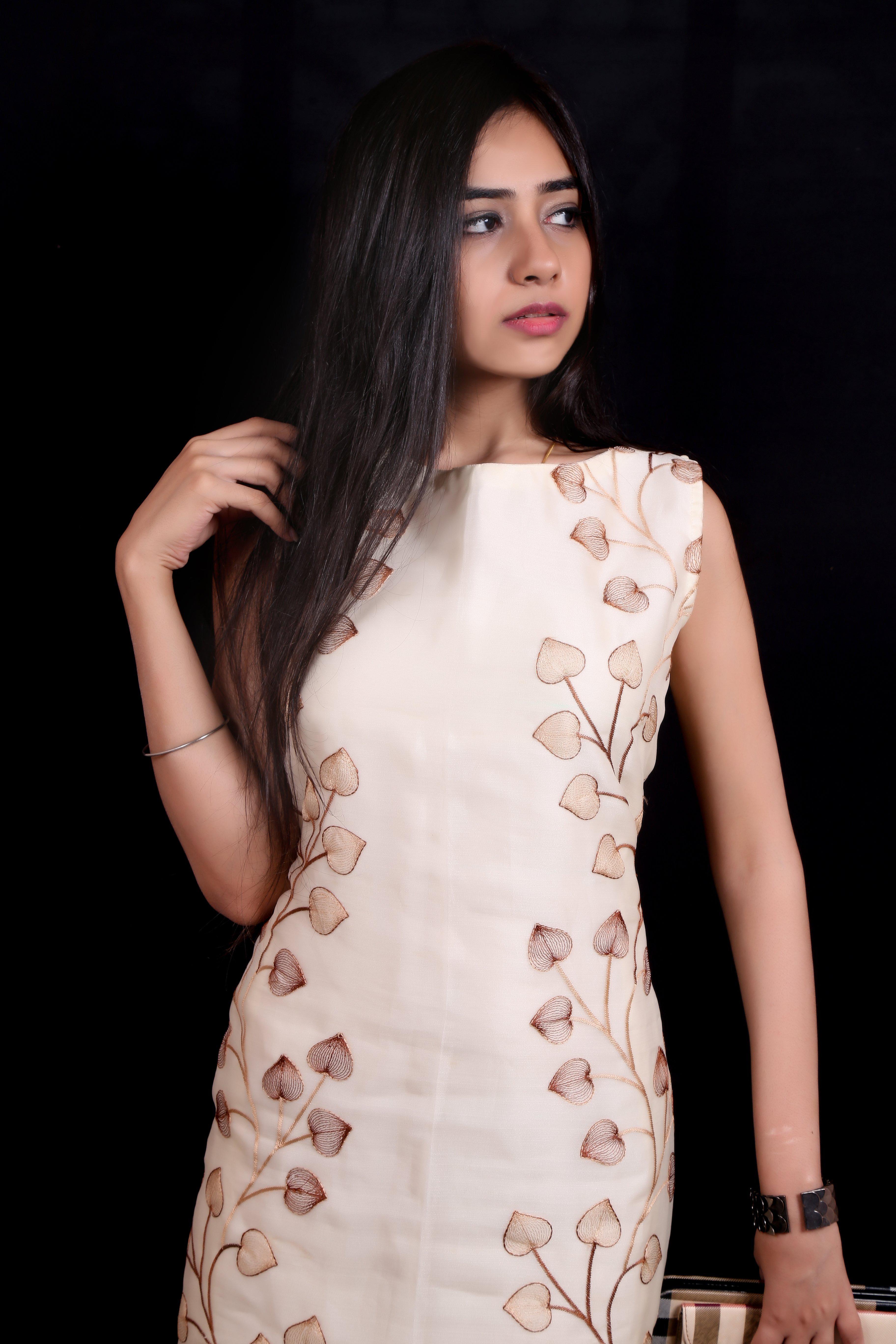 The Classy Onesie!-Embroidered Organza Slim Fit Dress.-Adorable Me